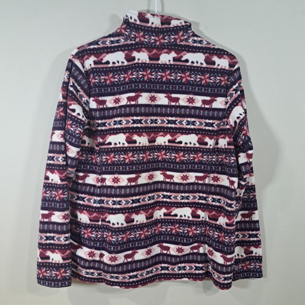 Lands' End Women's Medium Petite Quarter Zip Pull Over Fleece Winter Animals - Picture 2 of 7